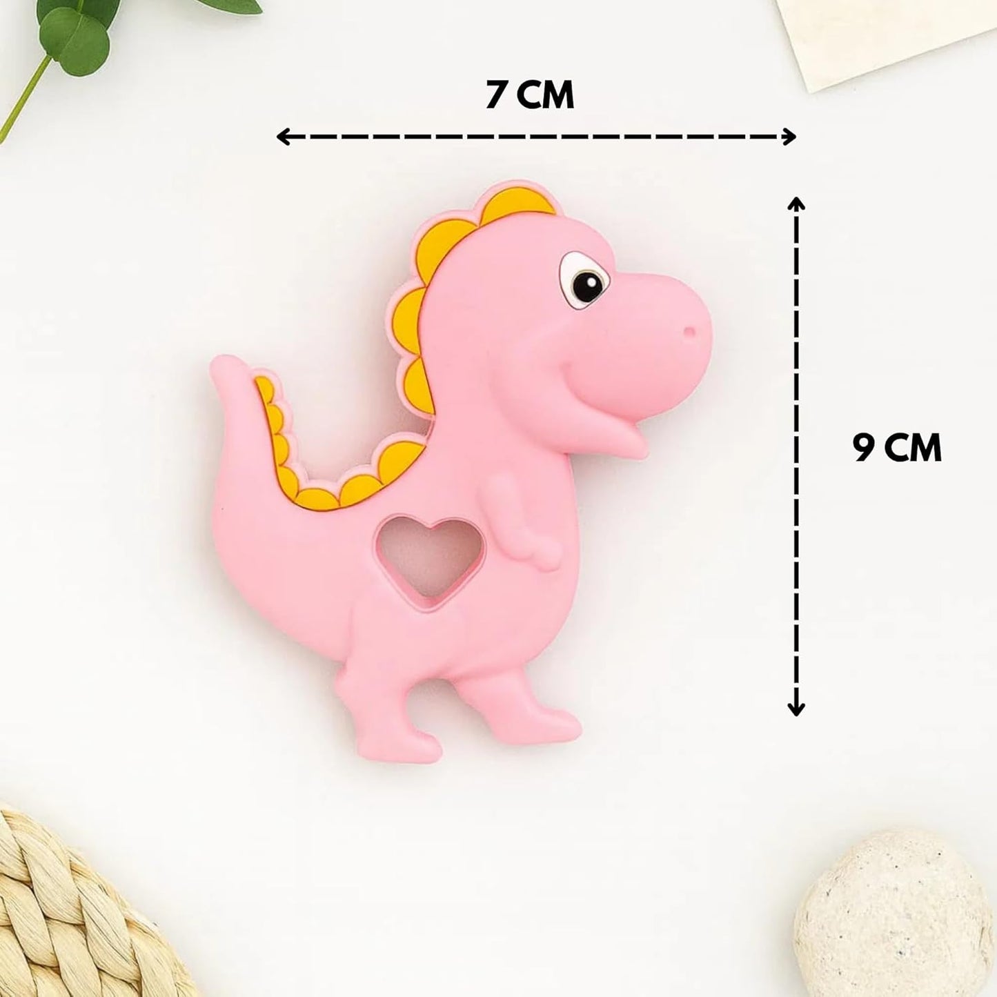 Silicone Cartoon Teether - Dinosaur (Pink)