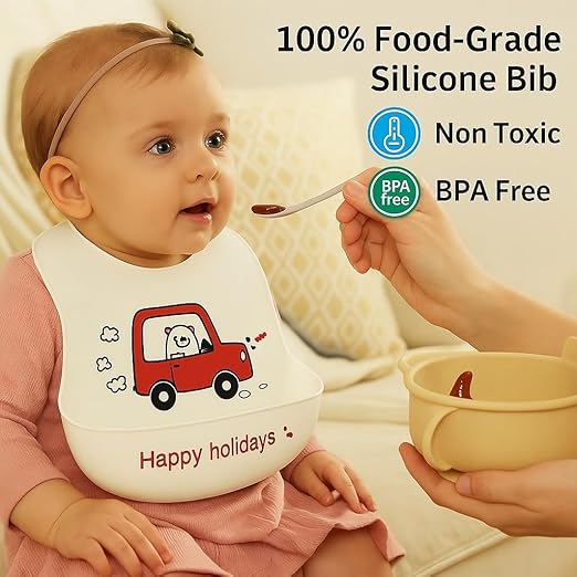 Silicone Feeding Bib - Happy Holidays
