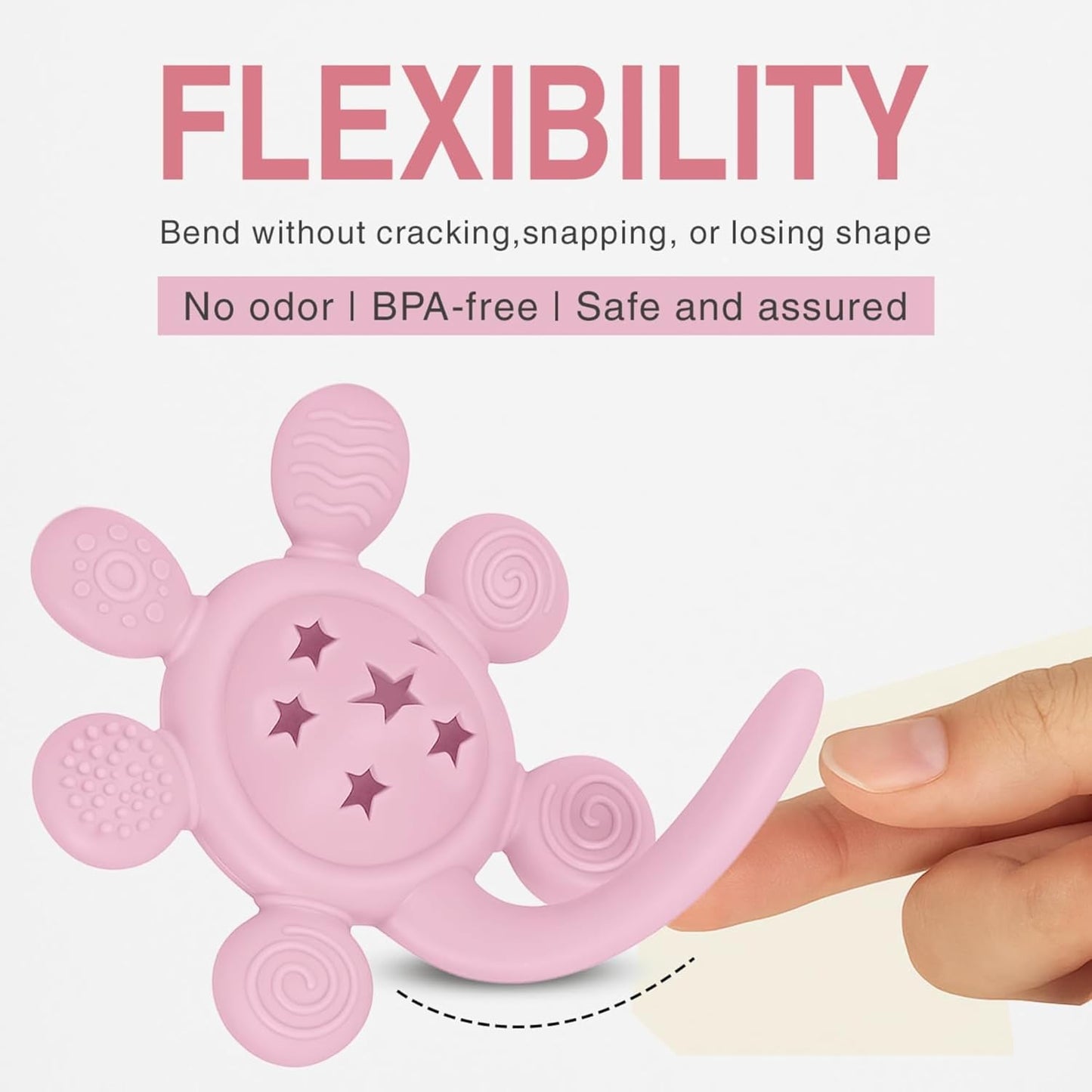 Silicone Flower Rattle Teether - Soft Peach