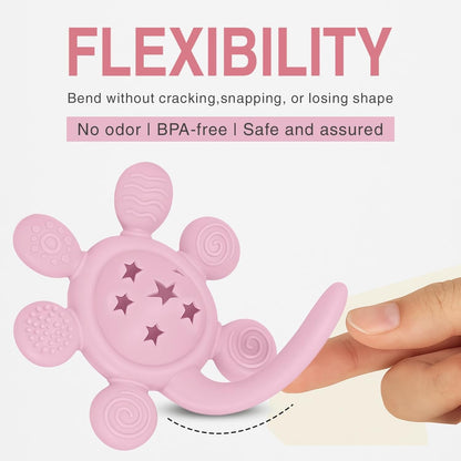 Silicone Flower Rattle Teether - Soft Peach