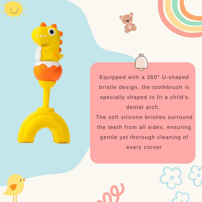 U-Shaped Toothbrush - Yellow DIno