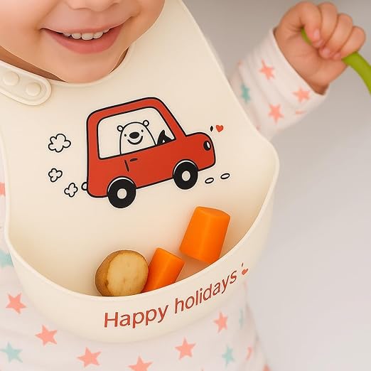 Silicone Feeding Bib - Happy Holidays