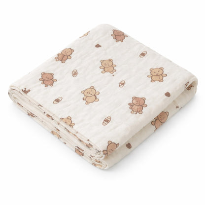 Organic Cotton Muslin Blanket - Bear Snuggle