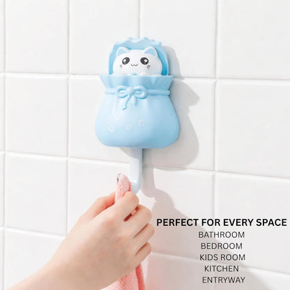 Adhesive Multipurpose Wall Hook for Towels, Bags & Clothes - Blue Teddy