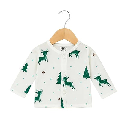 Muslin Full Sleeves Jhabla Set - Organic Cotton Muslin - Christmas Wonderland