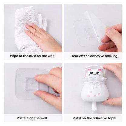 Adhesive Multipurpose Wall Hook for Towels, Bags & Clothes - White Teddy