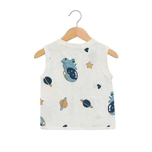 Sleeveless Jhabla With Button - Galaxy Woofs