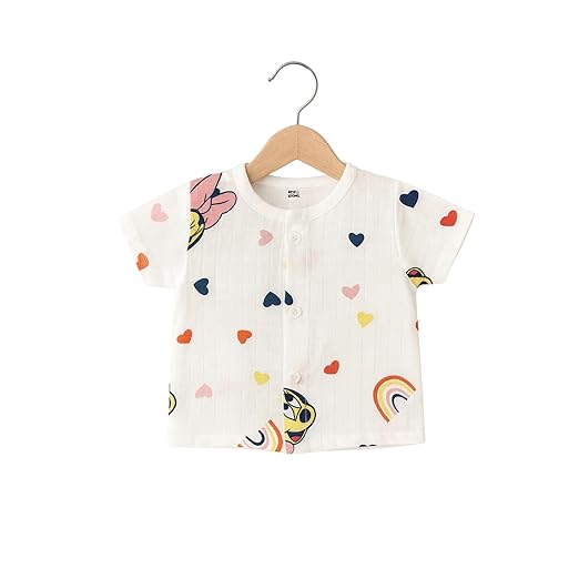 Half Sleeves Jhabla Set - Organic Cotton Muslin - Mickey Love