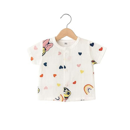 Half Sleeves Jhabla Set - Organic Cotton Muslin - Mickey Love