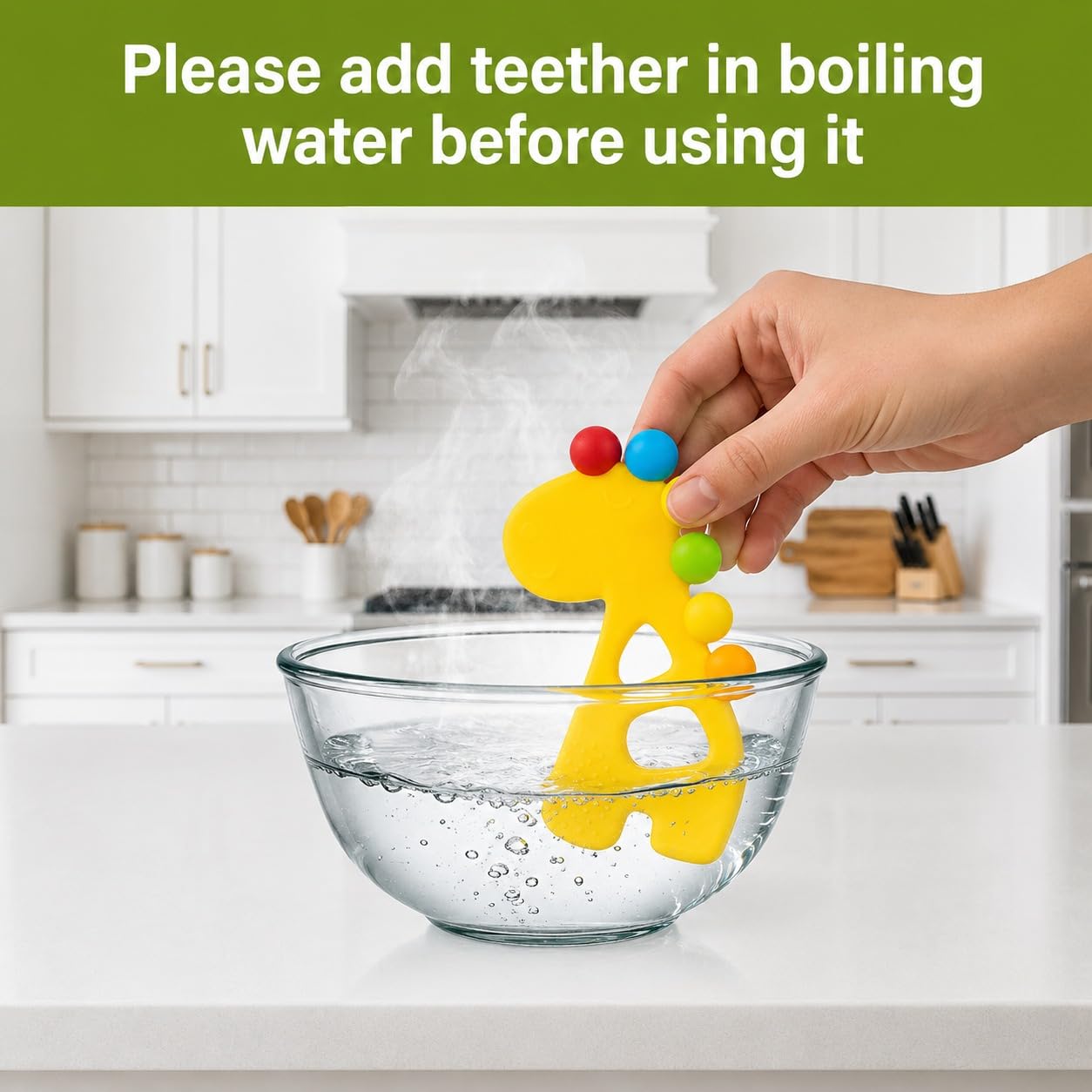 Silicone Rainbow Dino Teether - (Yellow)