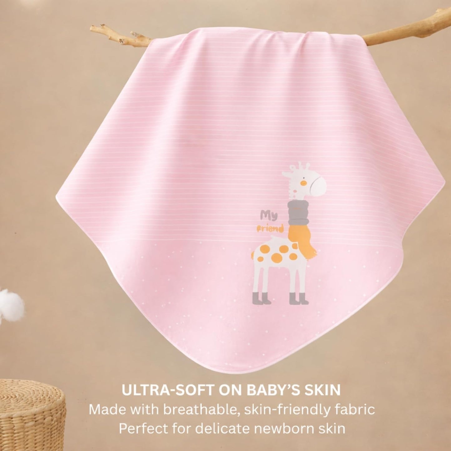 Cotton Baby Blanket - Bubblegum Giraffe