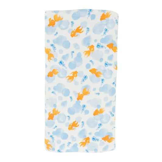 Organic Cotton Burp Cloth - Goldfish Bubbles