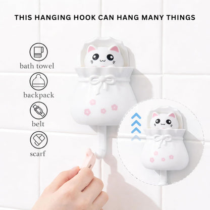 Adhesive Multipurpose Wall Hook for Towels, Bags & Clothes - White Teddy