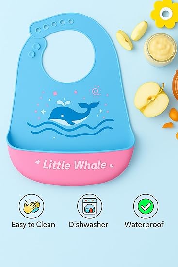 Silicone Feeding Bib - Cartoon Whale