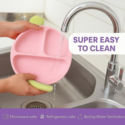 6 pcs Silicone Feeding Sets- Pink Round