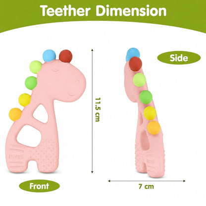 Silicone Rainbow Dino Teether - (Pink)