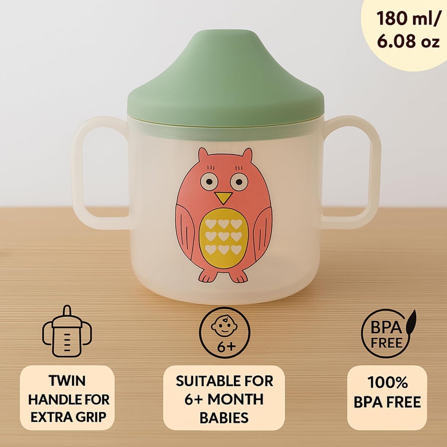 Baby Spout Sipper Cup - Transparent (Green)