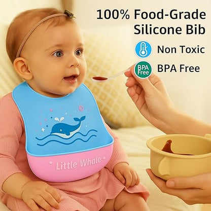 Silicone Feeding Bib - Cartoon Whale