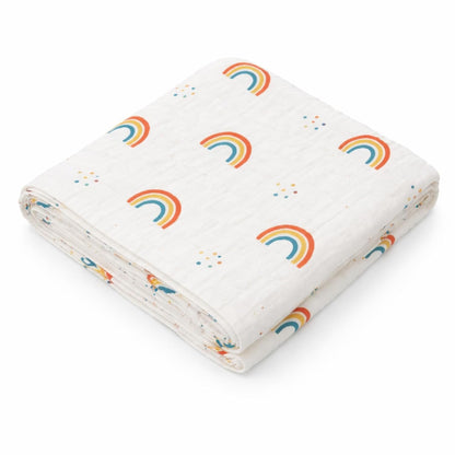 Organic Cotton Muslin Blanket - Rainbow Dreams