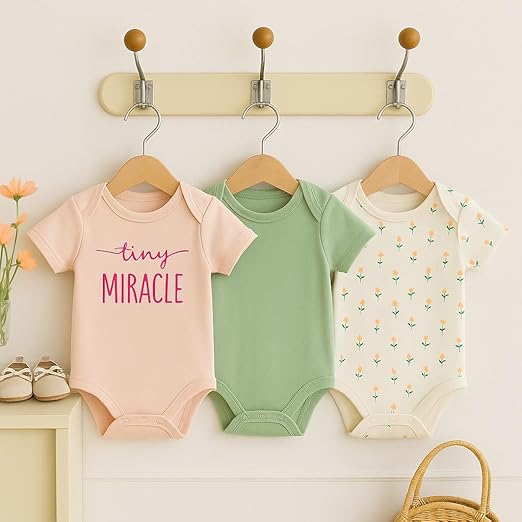 Cotton Baby Onesie - Tiny miracle (pink)