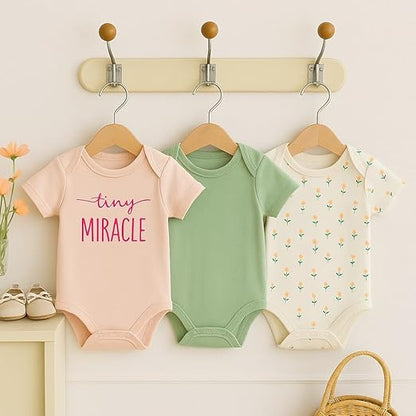 Cotton Baby Onesie - Tiny miracle (pink)