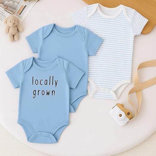 Cotton Baby Onesie - Baby blue
