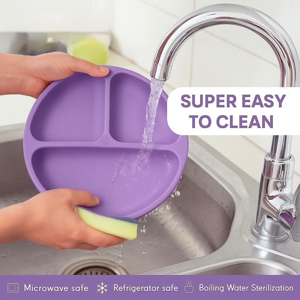 6 pcs Silicone Feeding Sets- Purple Round