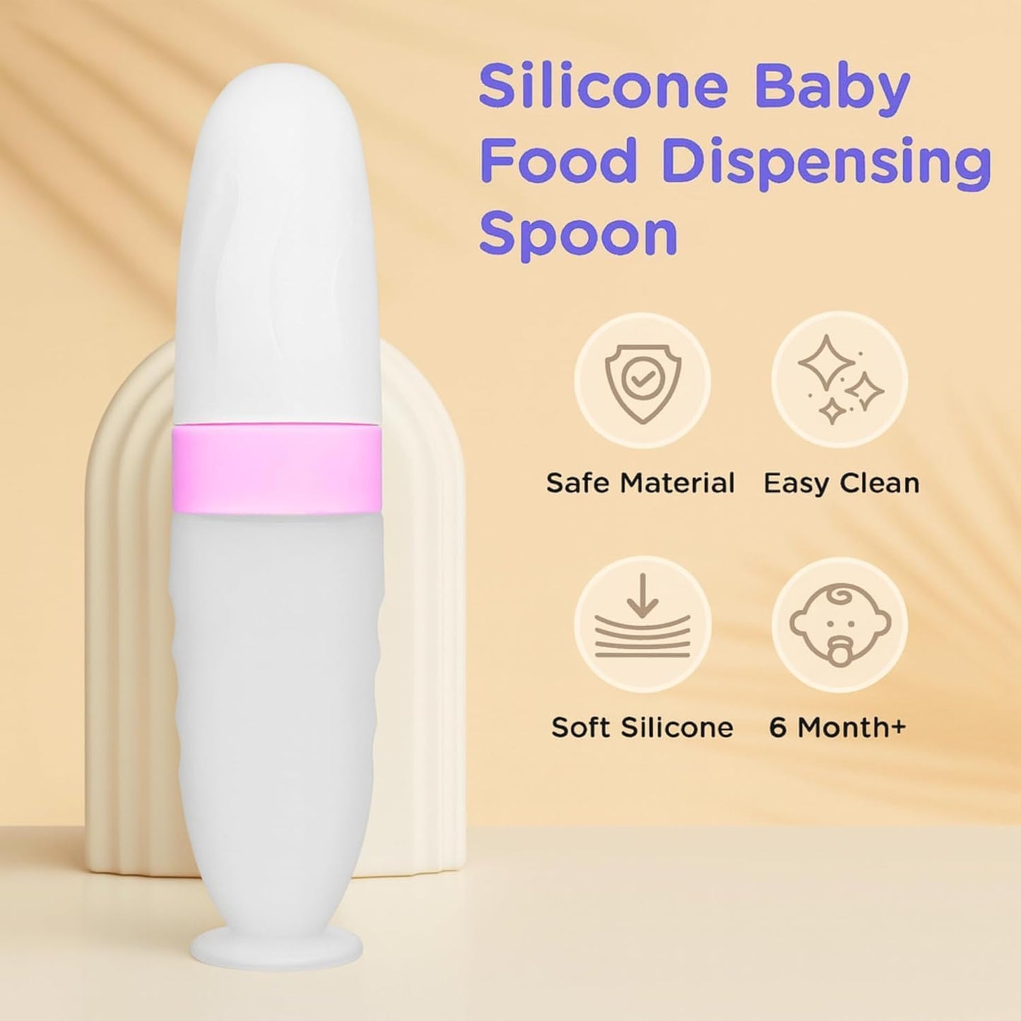 Feeding Bottle With Spoon - peach