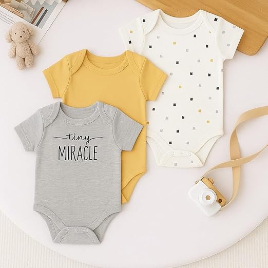 Cotton Baby Onesie - Tiny miracle (grey)