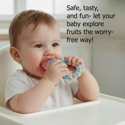 Silicone Fruit Nibbler - Blue Bubble Handle