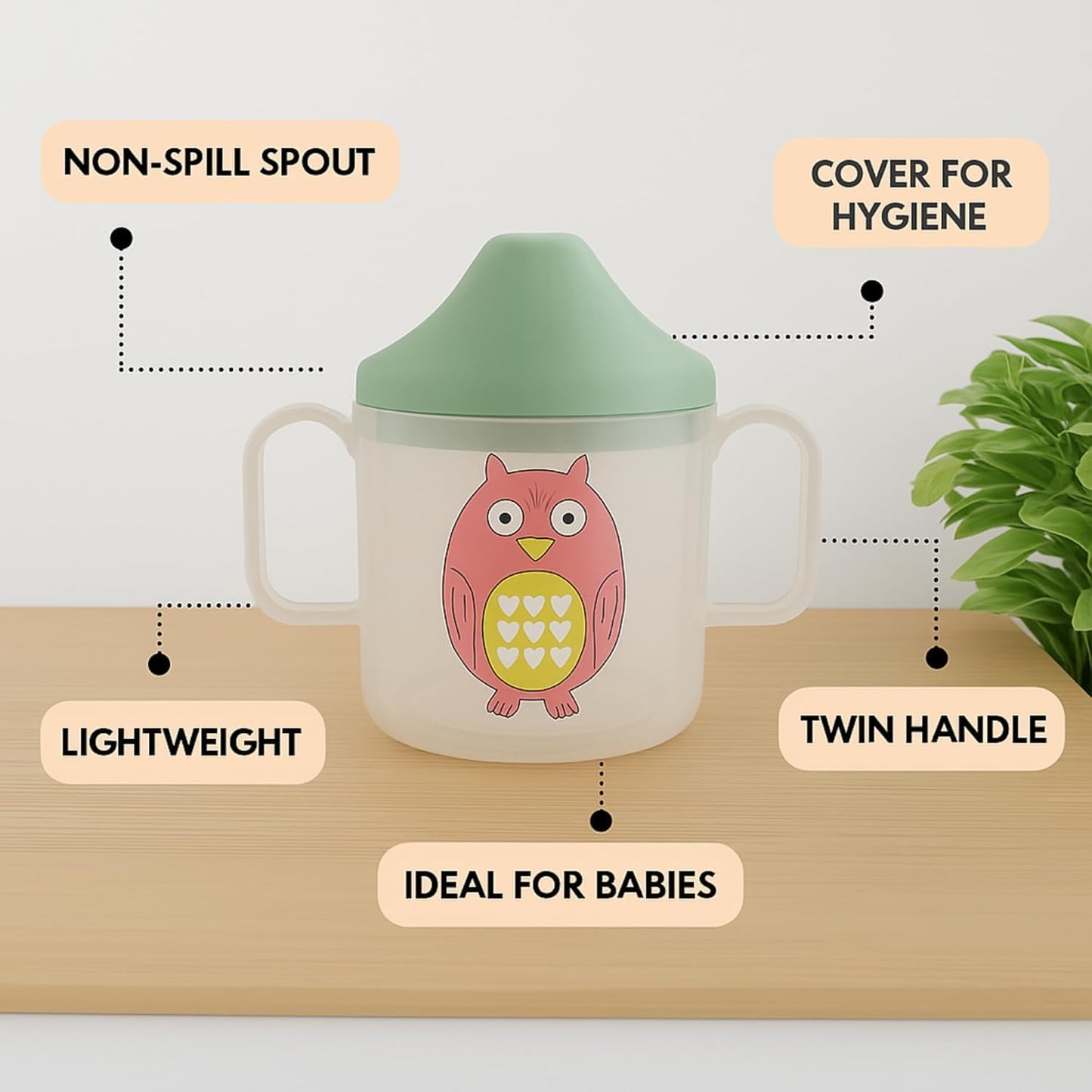 Baby Spout Sipper Cup - Transparent (Green)