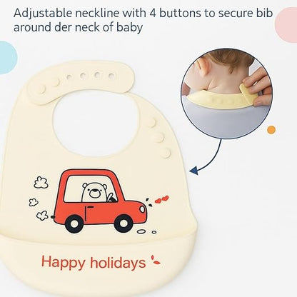 Silicone Feeding Bib - Happy Holidays