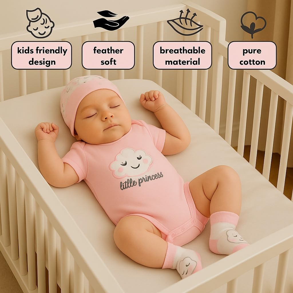 4 pcs Baby Clothing Gift Set - Pink Cloud Dreams