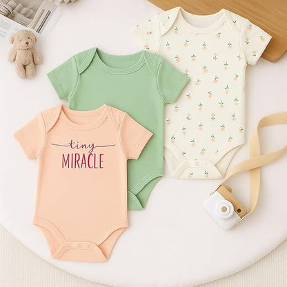 Cotton Baby Onesie - Tiny miracle (pink)