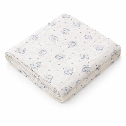 Organic Cotton Muslin Blanket - Bunny and Bear