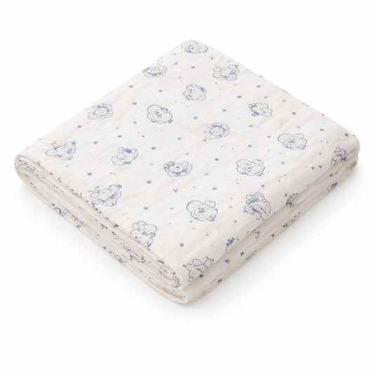 Organic Cotton Muslin Blanket - Bunny and Bear