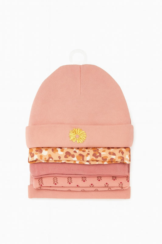 Unisex Baby Beanies Set of 5 - Peach Petal