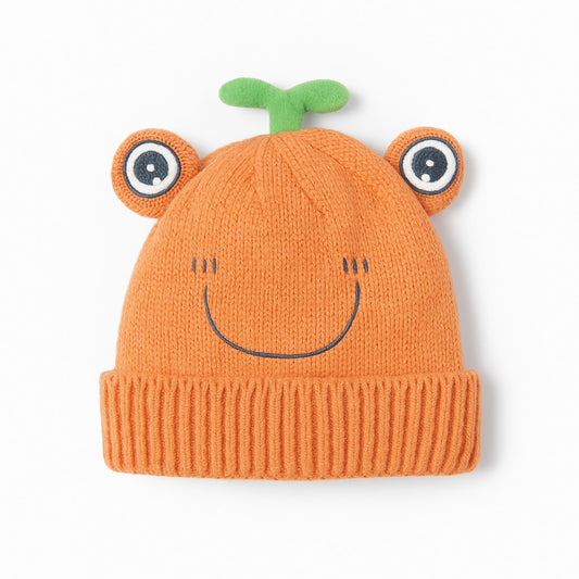 Woollen Froggo Beanie  - Vibrant Orange