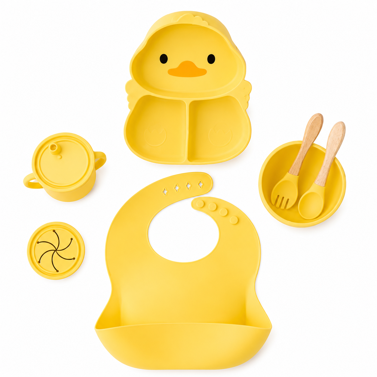 6 pcs Silicone Feeding Sets - Yellow Duck