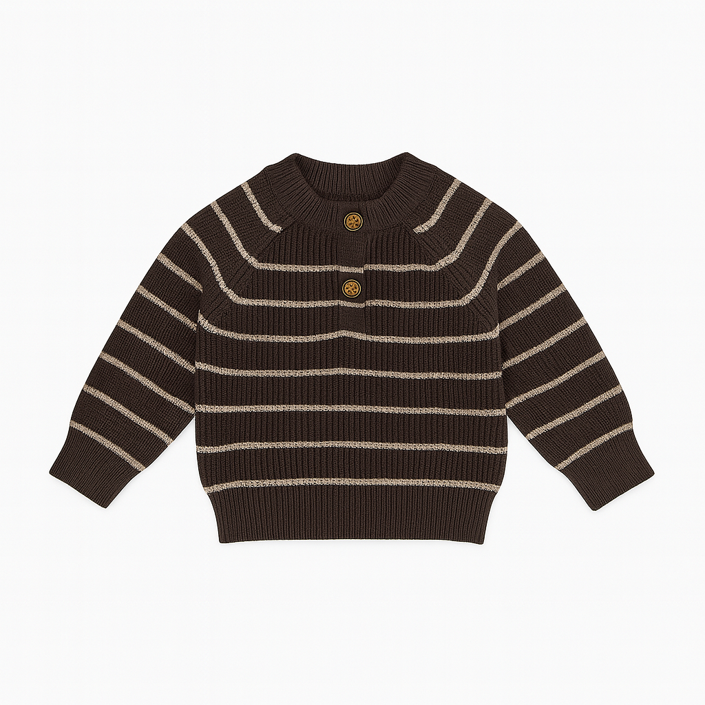 Knitted Dungaree Set With Suspenders - Espresso Stripes