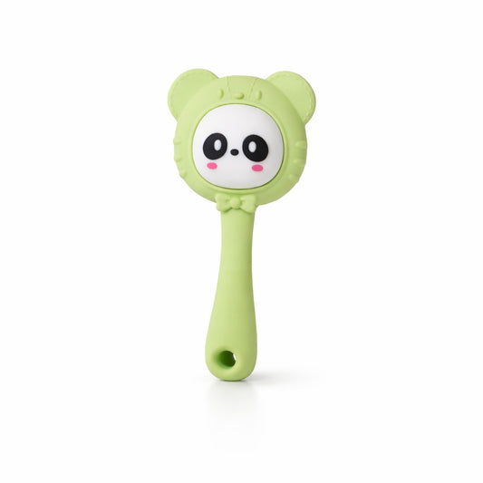 Silicone Panda Rattle Teether - Pastel Green