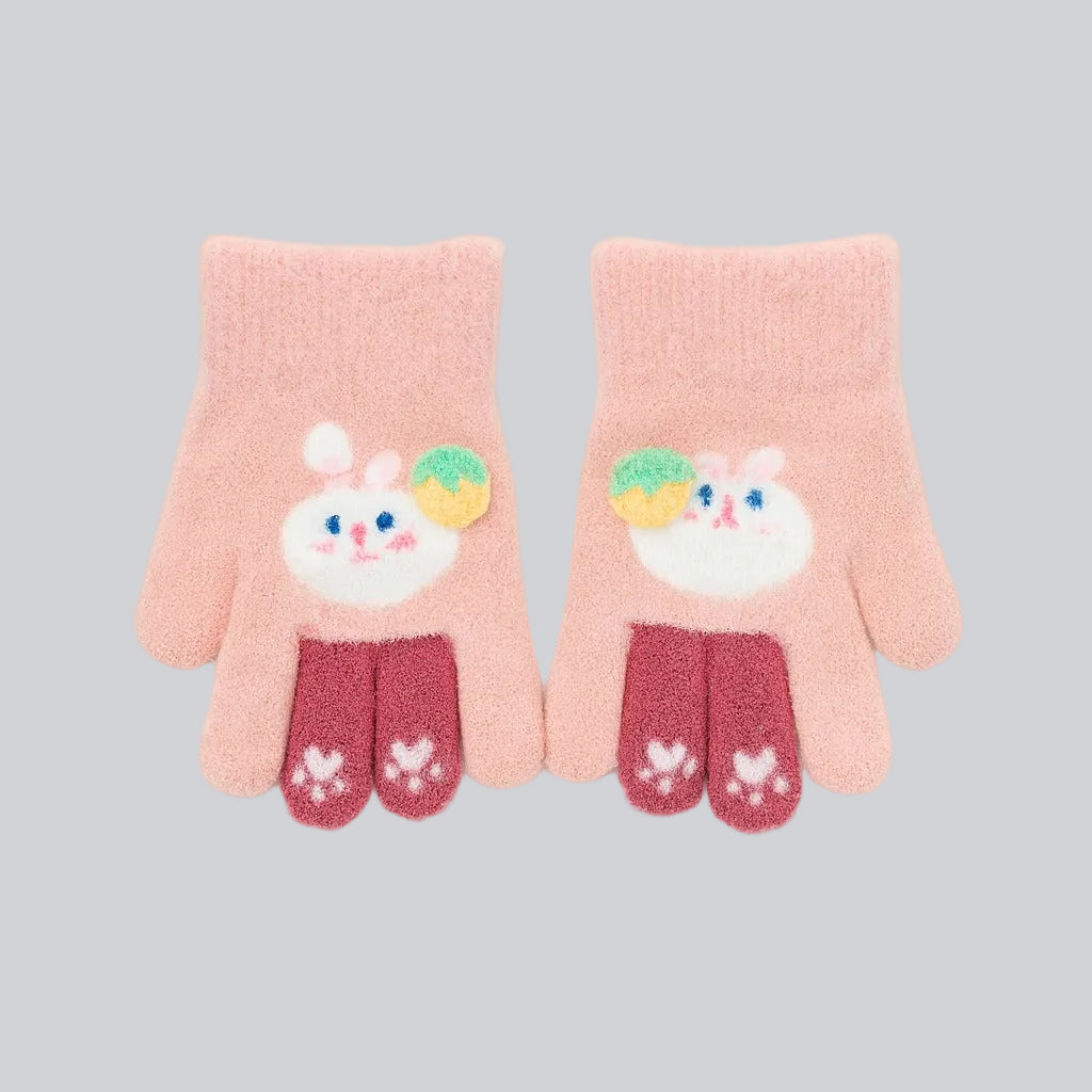 Baby Winter Finger Gloves - Blush Bunny