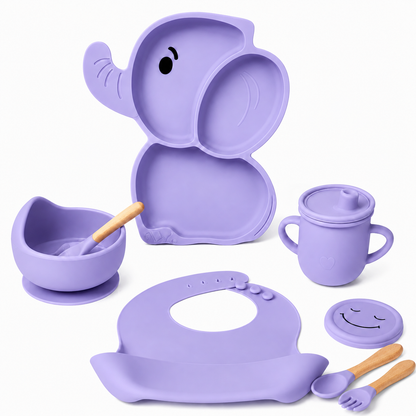 6 pcs Silicone Feeding Sets - Purple Elephant