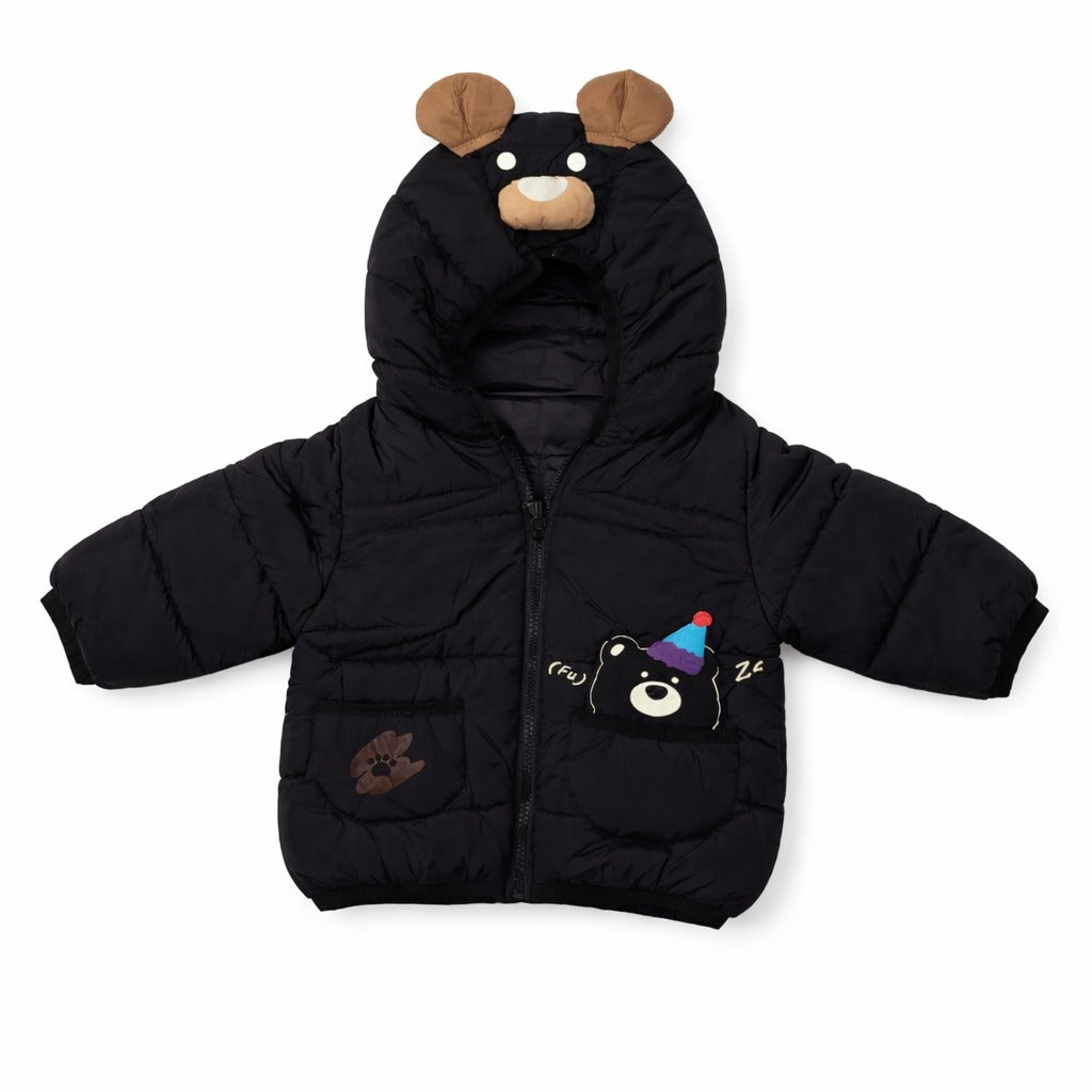 Hooded Puffer Jacket - Midnight Teddy