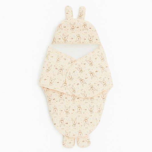 Baby Hooded Wrapper  - Bunny Doodle