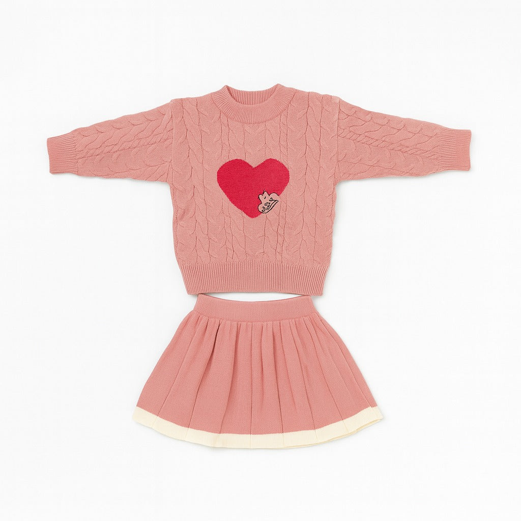 Knitted Sweater & Skirt Set - Bubblegum Love