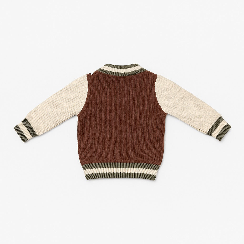 Knitted Sweater Pant Co-ord Set with Button - Brownie Bear