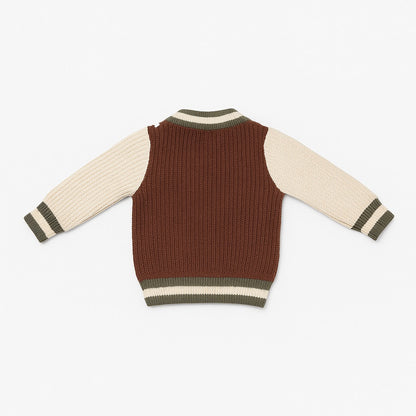 Knitted Sweater Pant Co-ord Set with Button - Brownie Bear