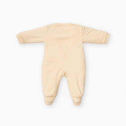 Woolen Romper With Snap Buttons - Orange Giraffe