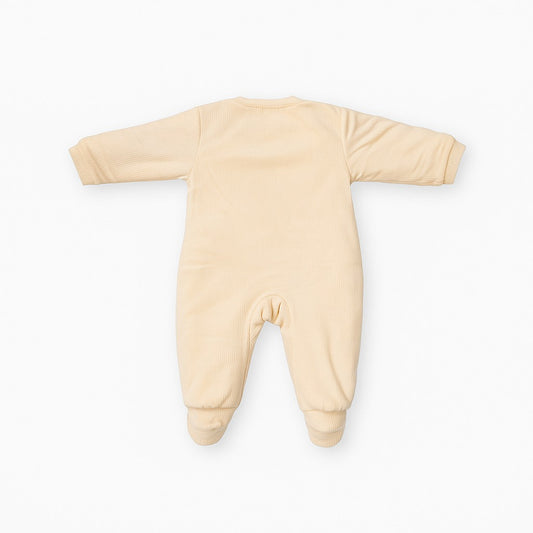 Woolen Romper With Snap Buttons - Orange Giraffe